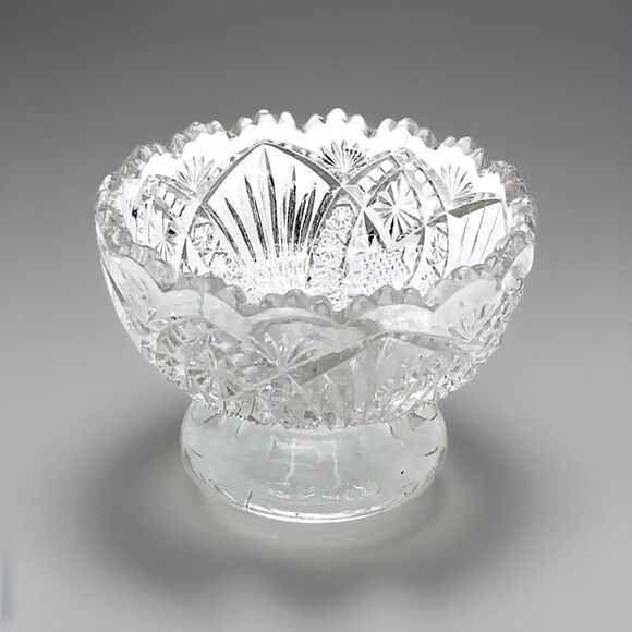 Bryce Higbee 2.25" Footed Bowl Dish Madora Arrowhead Oval Clear EAPG - Picture 1 of 11